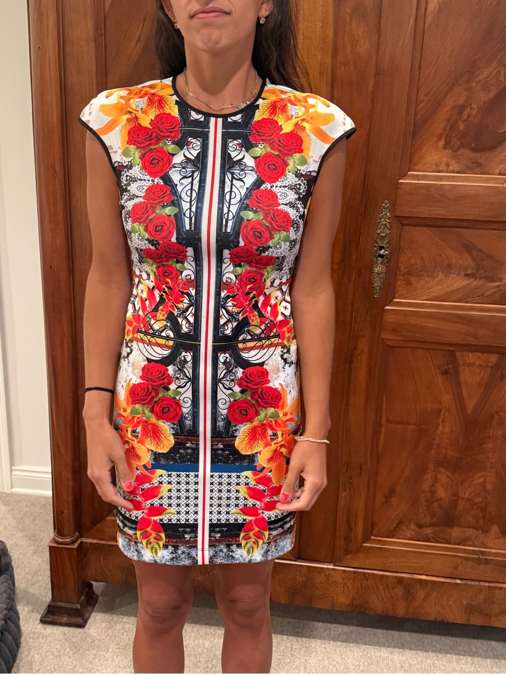 Clover Canyon Multicolor Floral Print Cap-Sleeve Sheath Dress